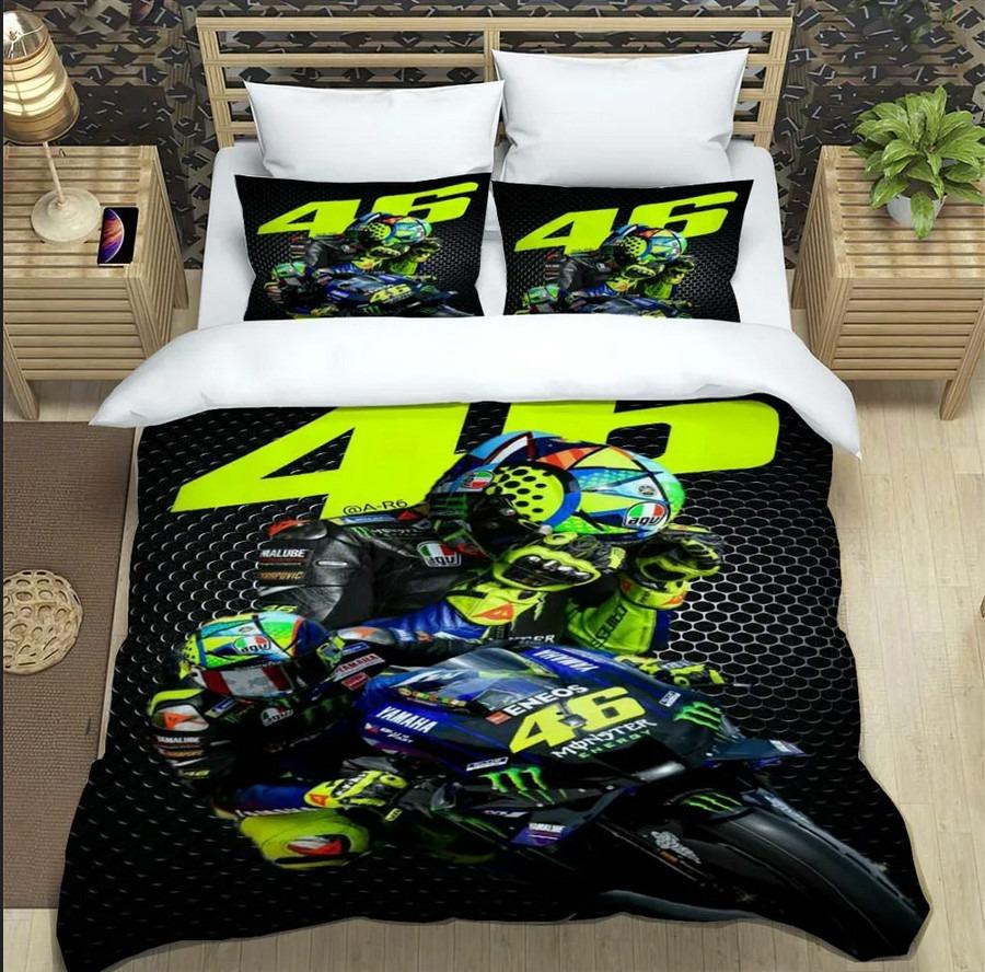 Motorcycle Fleet VR-46 Pattern Quilt Cover With Pillowcases Microfiber 3D Digital Printed Bedding Set Twin Full Queen King