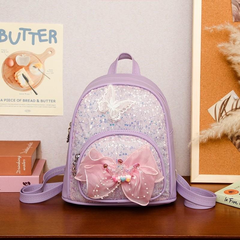 Prinzessinnen-Rucksack für Kinder mit Satin-Schmetterlingsschleife für die Schule und den Kindergarten