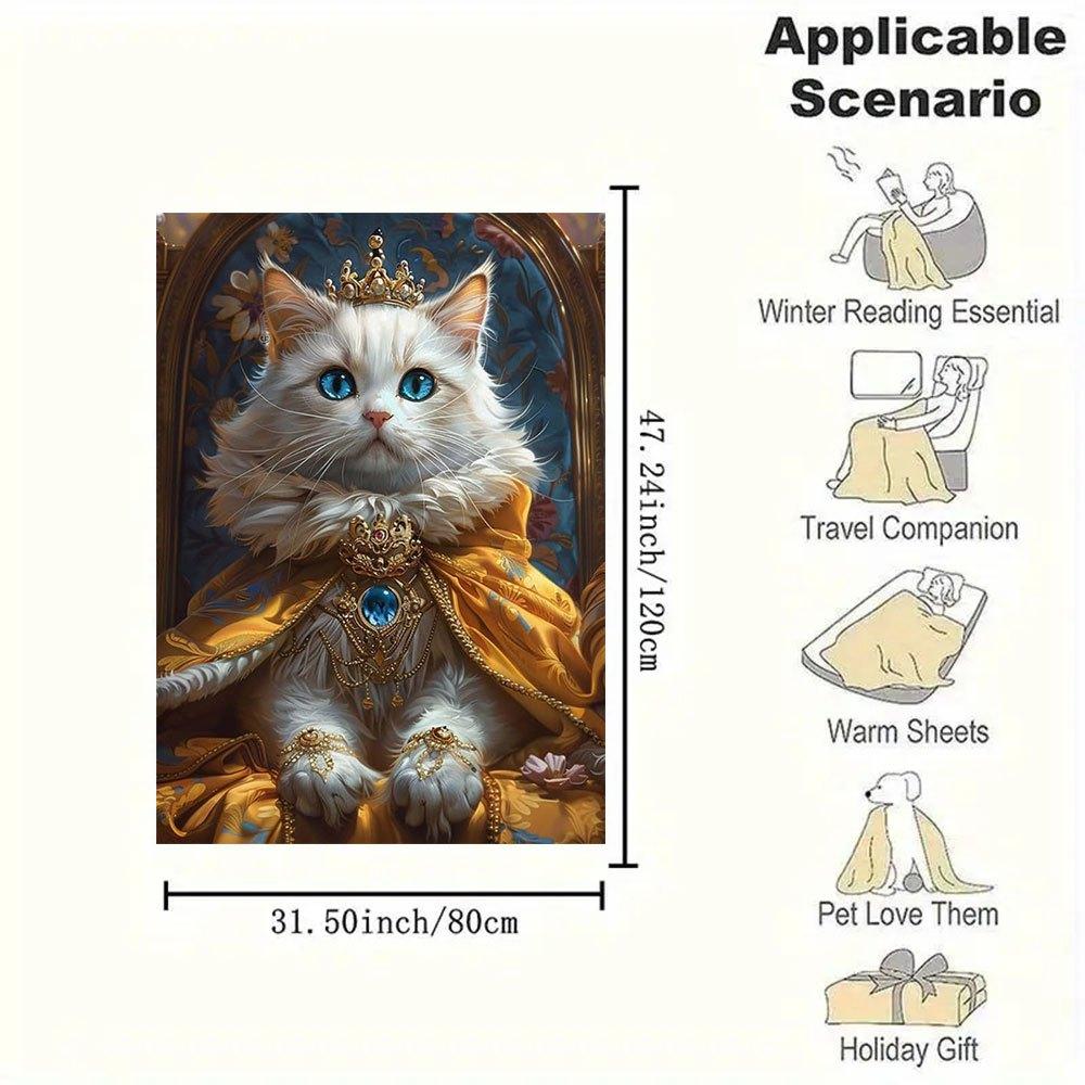 Royal Cat Crowned in Gold: Luxury Pet Accessories for Your Feline MajestyBlanket Flannel Throw Blanket for Sofa, Bed, Travel, Camping, Offic