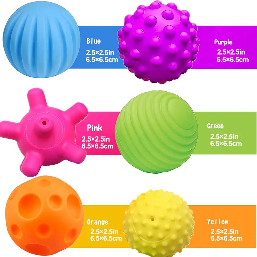 6PCS Textured Balls for Baby Sensory Play 6-12 Months Activity Multi Soft Ball Montessori Shower Toys for Children Best Gift