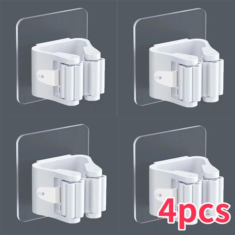 Self-adhesive Mop Holder Broom Stand Wall Mounted Mop Support Sweeping Brush Hook Storage Organizer Bathroom Kitchen Accessories