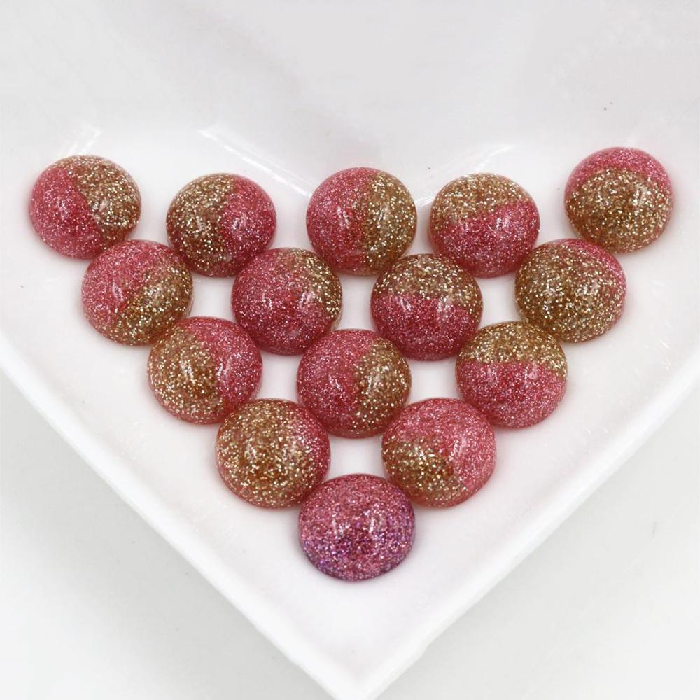 New Fashion 40pcs 12mm Mix Colors Stylish Color Brushed Style Flat back Resin Cabochons Cameo