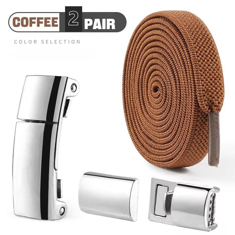 2Pair Elastic Laces Sneakers Magnetic Lock Shoelaces without ties unisex Flat No Tie Shoelace Rubber Bands for Shoes Accessories
