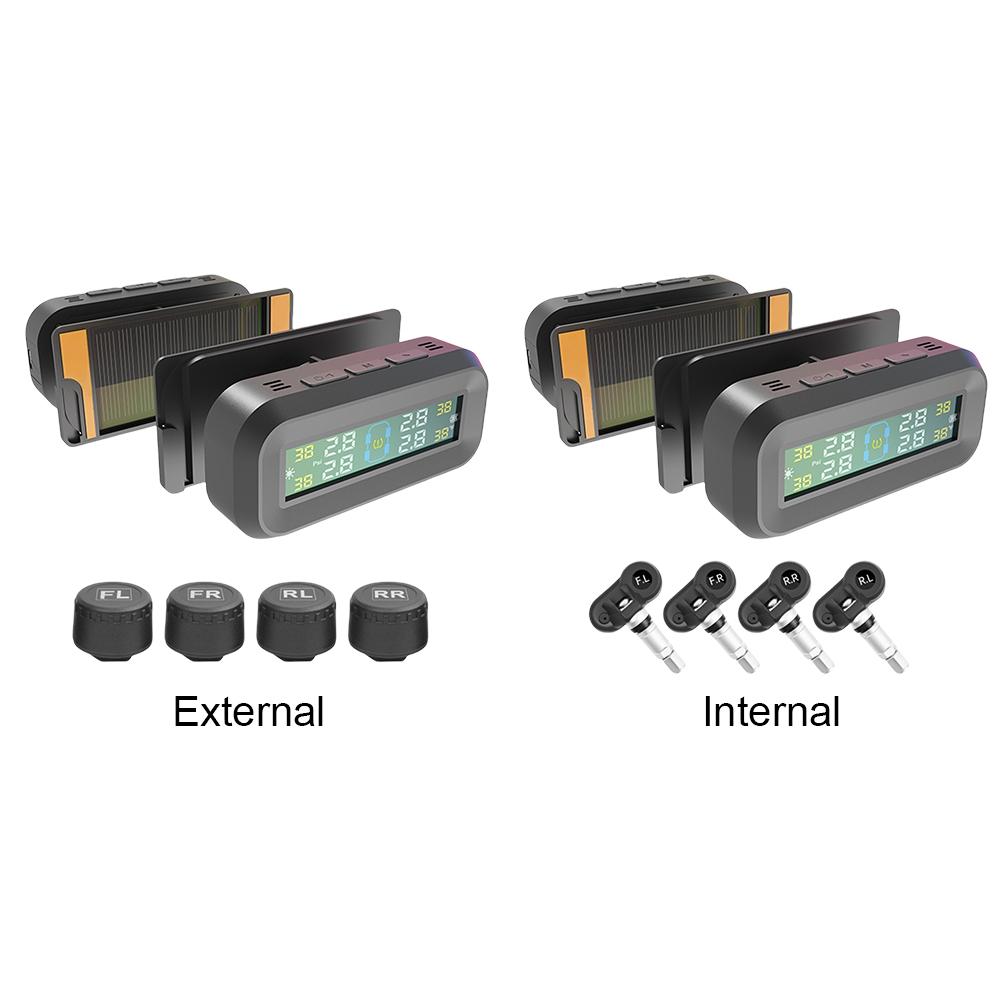 Tire Pressure Monitoring System with 4 Sensors USB/Solar TPMS Tire Pressure Monitor System for Car SUV Sedan
