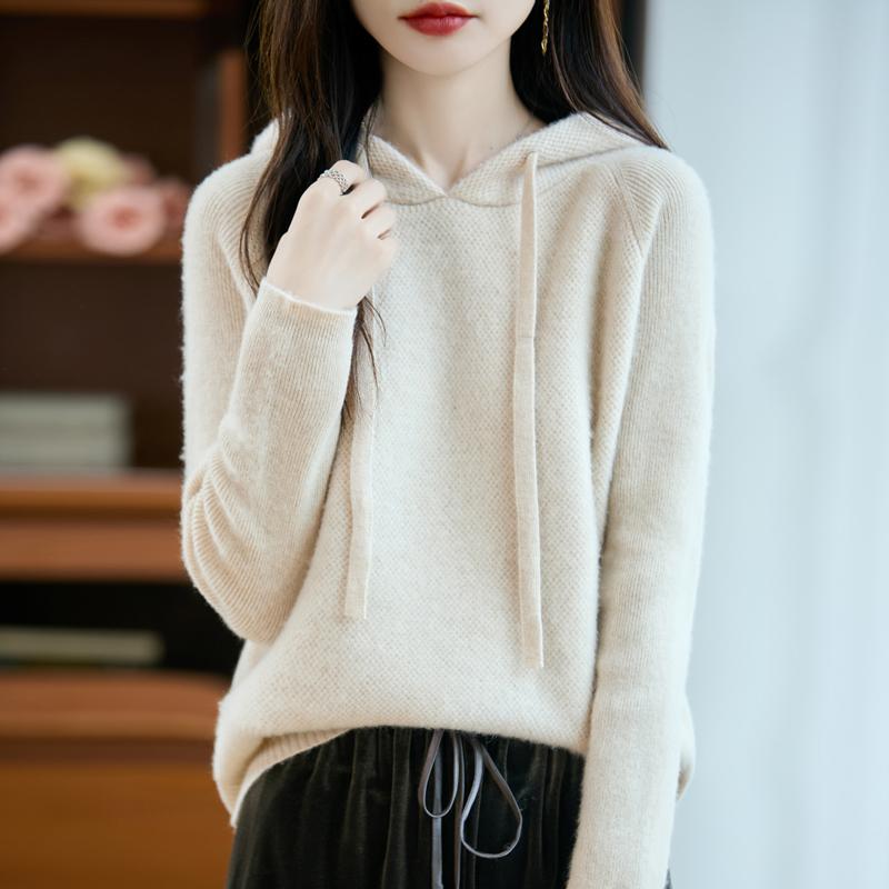 Women's cashmere sweater Qinghe cashmere 30% cashmere 70% wool autumn and winter pullover warm and fashionable