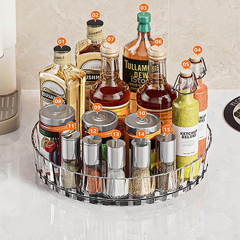 360 Multifunctional Rotating Spices Tray Seasoning Cosmetics Fruit Turntable Storage Suitable For Kitchen Cabinets And Homes