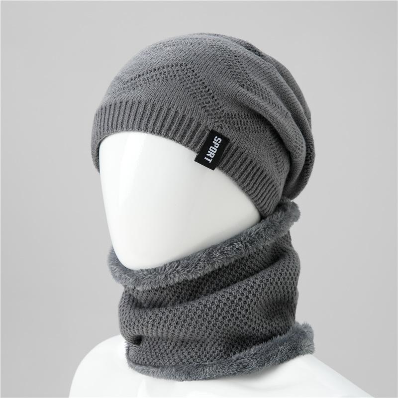 Autumn and Winter Hat Men's Double-layer Velvet Thickened Knitted Wool Hat Outdoor Warm and Cold Hat Old Cotton Hat
