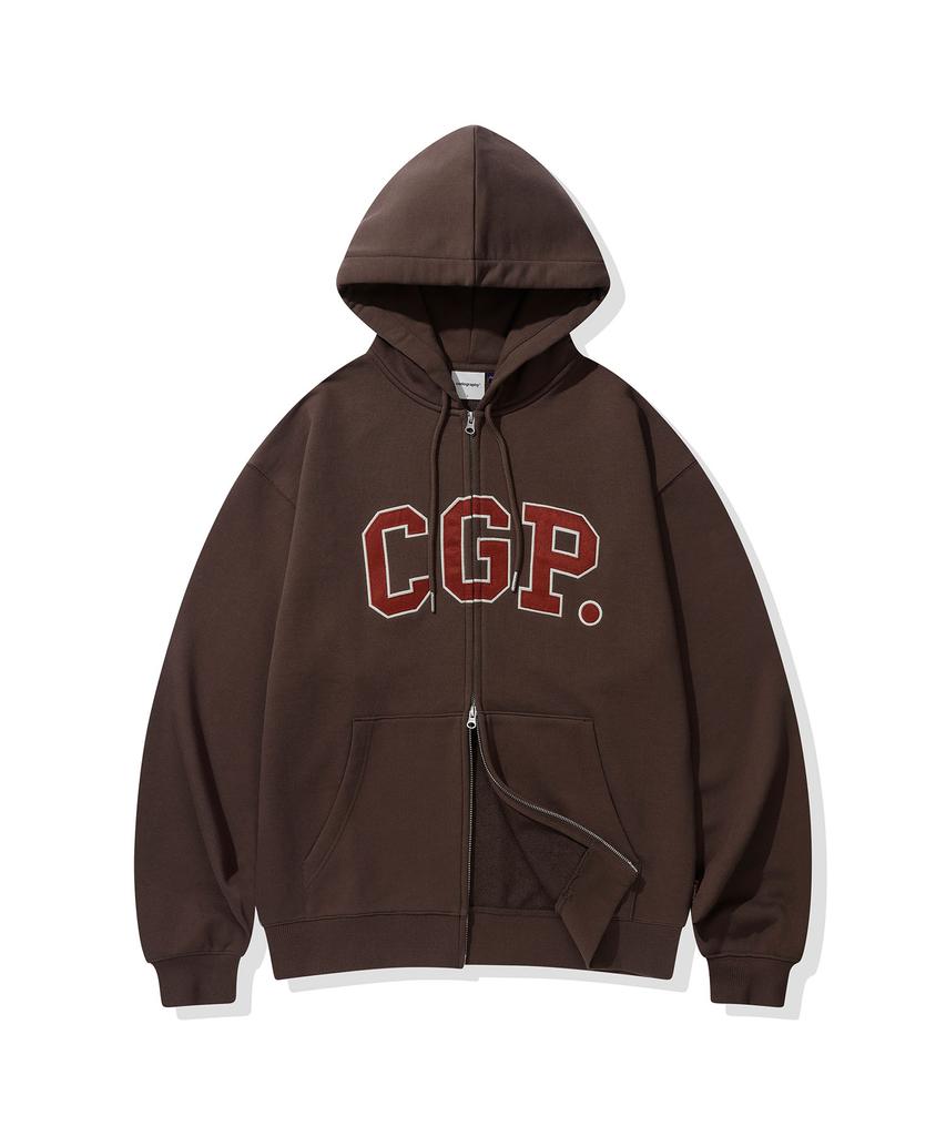 Cgp Arch Logo Zip-Up Hoodie_Chocolate Brown