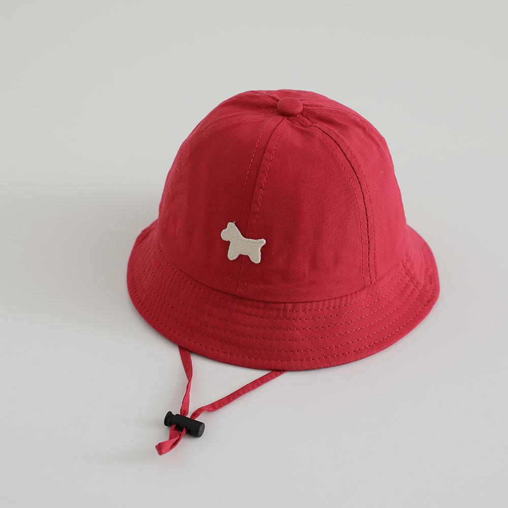 Kids Sun Protection Outdoor Leisure Cap 48-50cm Spring Summer Girls Horse Pattern Fisher Hat Boy Bucket Hat Children Caps 48-50CM красный