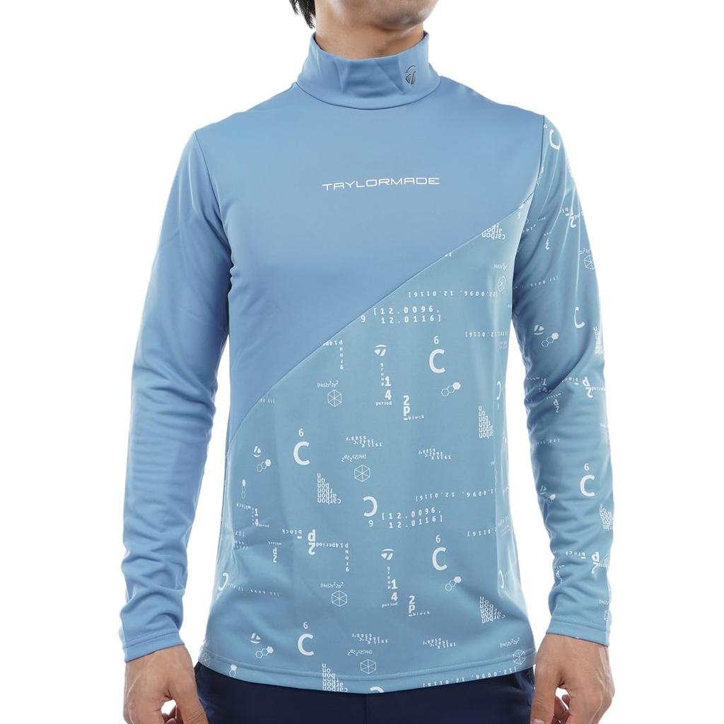 TaylorMade Element Graphic L/S Mock Shirt, Blue, Size M, Men's, 2023FW, TL061
