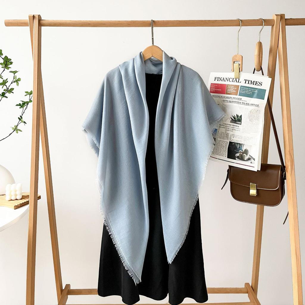 Spring new high-end imitation cotton and linen cm large square scarf monochrome silk scarf shawl women's scarf