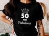 50 and Fabulous Shirt, 50th Birthday Shirt for Women, Fifty and Fab Queen T-Shirt, Birthday Squad Crown Tee, 50 Years Old Gift Outfit
