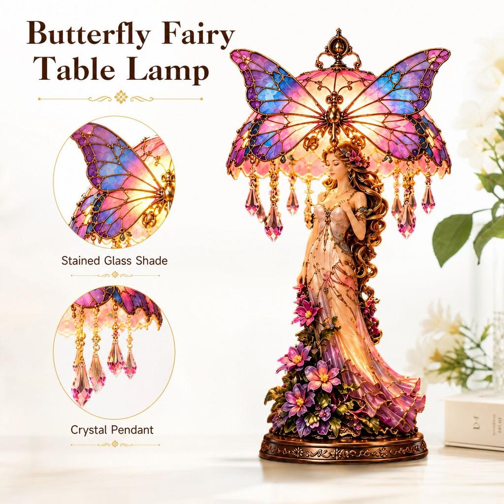 Butterfly, Glowing Colorful Glass Decorative Lamp for Bedroom Living Room Decor