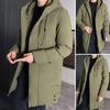 Men Cotton Coat Hooded Drawstring Long Sleeve Full Zipper Closure Cotton Jacket