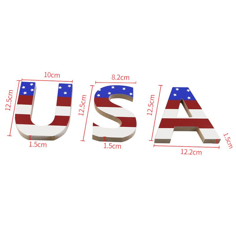 Hot,Wooden Plaques Ornaments Usa Letters Independence Day Party Decorations Home Decoration