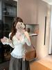 Plus Size Women's V-neck Lace Patchwork Slim-fit Long-sleeve Autumn/Winter Base Layer Top