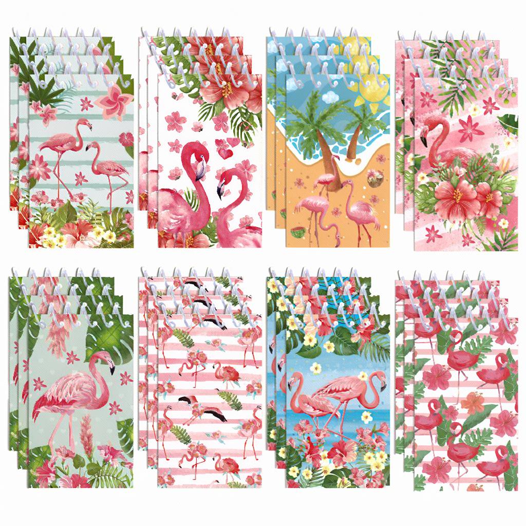 8pcs Hawaiian Flamingo Spiral Notebook Tropical Pocket Notepad Student Journal Mini Memo Pad For Business Gift School Supplies