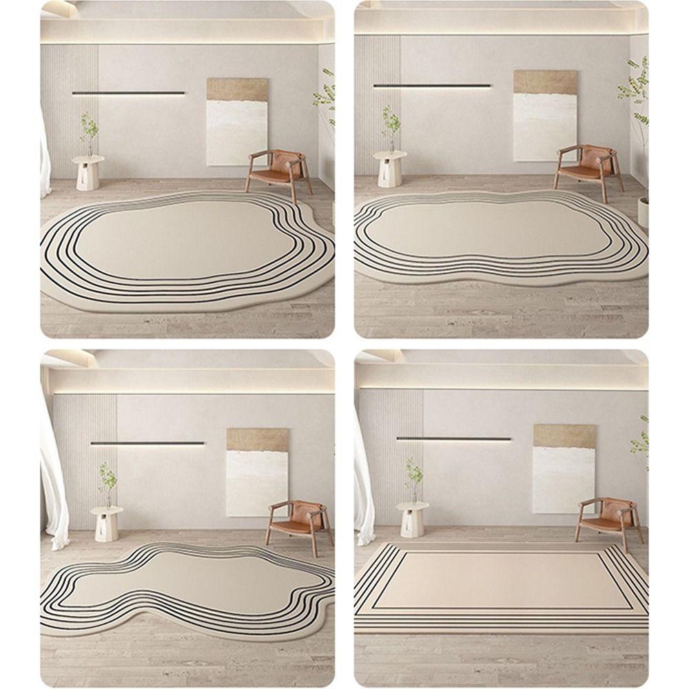 Fluffy Bedside Rugs Imitation Wool Soft Carpet New Irregular Oval Rugs  Living Room