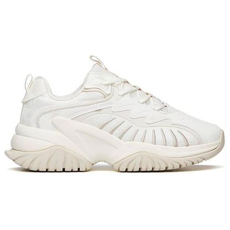 New Anta Shock Absorbers Slip Resistant Abrasion Resistant Low Top Chunky Sneakers Women's Gray White 122148885-4