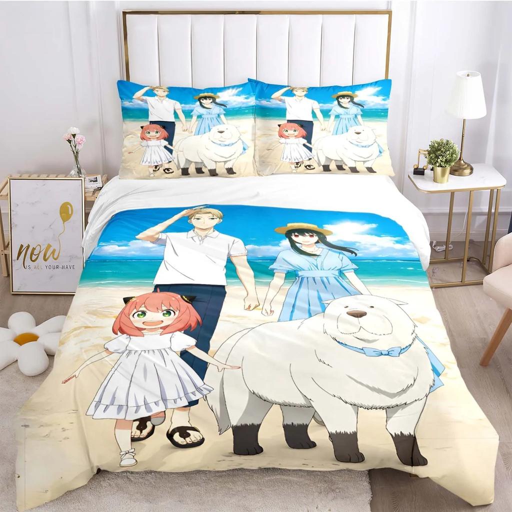 Cute spy x family Cartoon All Season Duvet Cover Comforter Bedding Set Soft Quilt Cover and Pillowcases Single/Double/Queen/King
