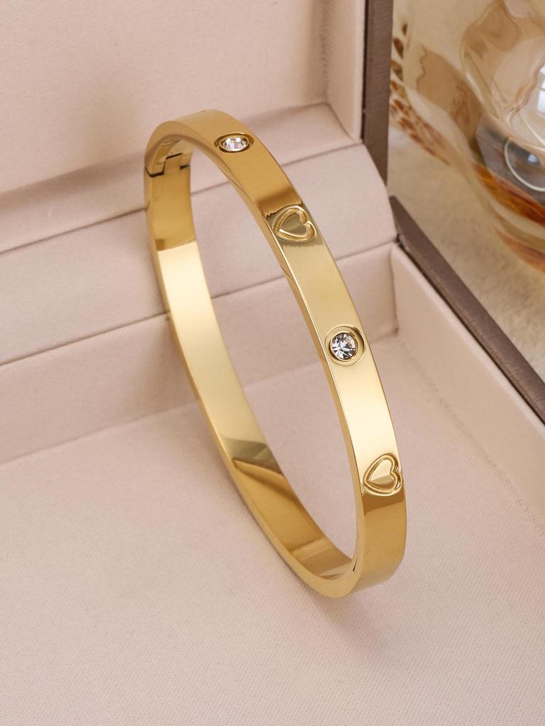 18K Gold Plated Four-Leaf Clover Stainless Steel Bracelet 3-Piece Set