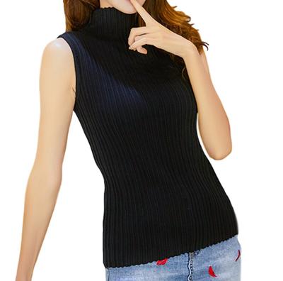 Haveli Women's Sleeveless Turtleneck Top (Free Size, Black)