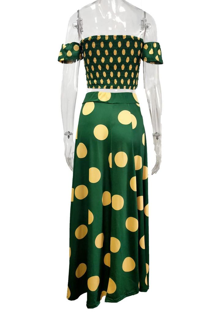 European & American Summer French Bohemian Print Midi Dress Set for Women 2026