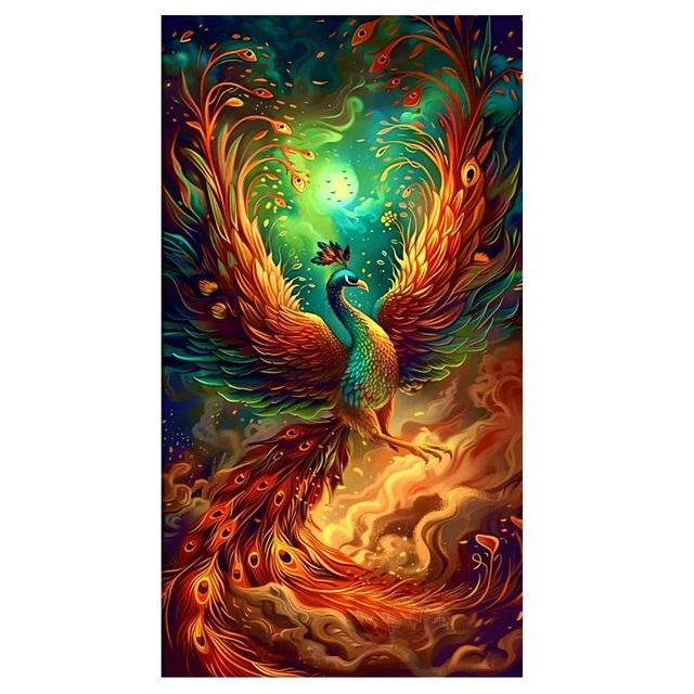 

Китайський стиль Фантазійна тварина Барвистий Фенікс Велика Алмазна Вишивка Набір для Вишивання Хрестиком 5D DIY Алмазна Мозаїка Домашній Декор Full Round 50x100CM