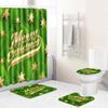 Christmas Bathroom Non-Slip Doormat Bathroom Waterproof Shower Curtain Toilet Floor Mat Four-Piece Shower Room Absorbent Carpet