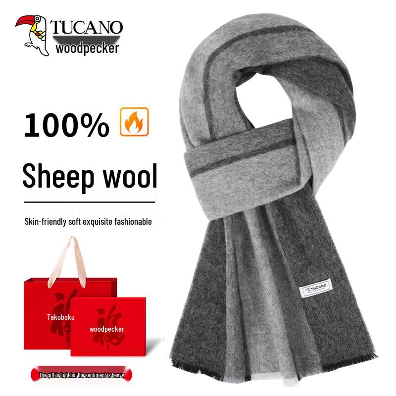 Woodpecker Men's Pure Wool Winter Scarf
