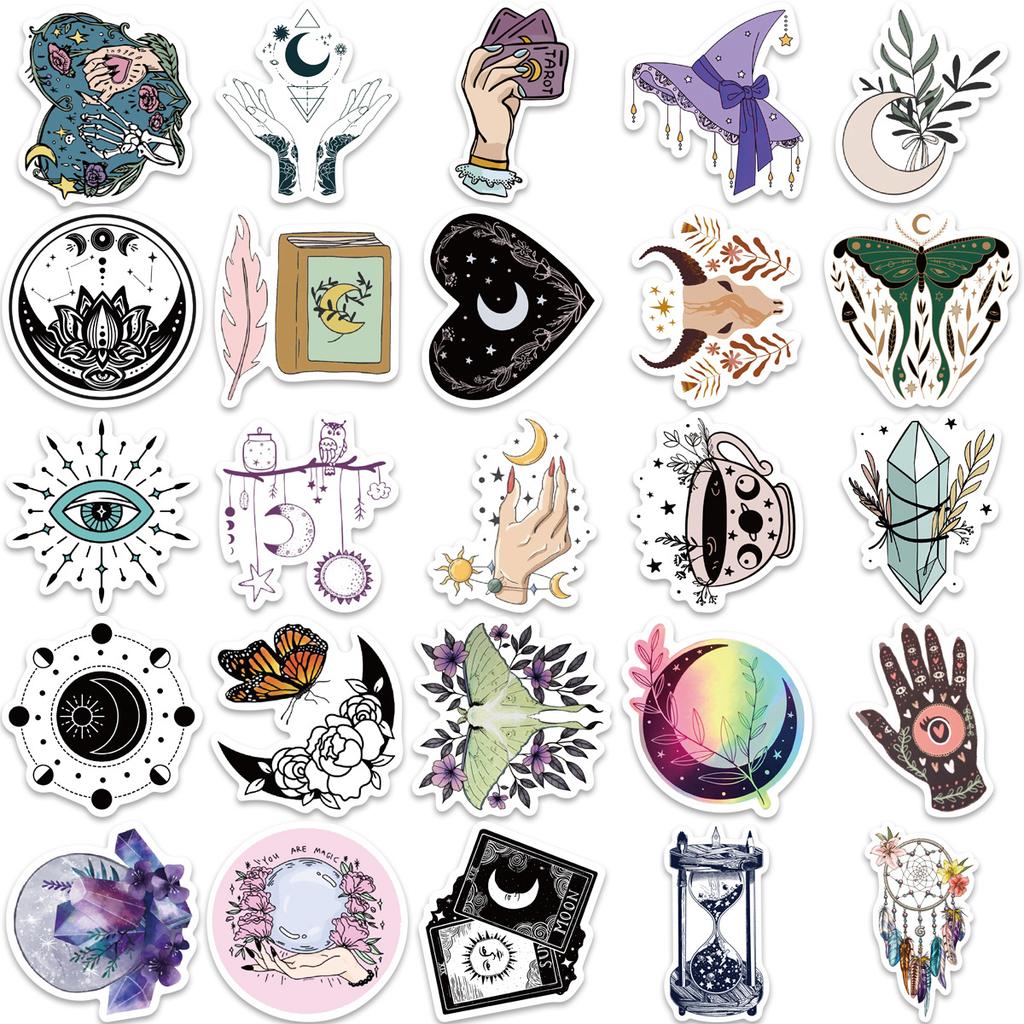 50 Cartoon Witch Doodle Stickers Decorate Suitcase Pen Guitar Notebook Waterproof Explosive