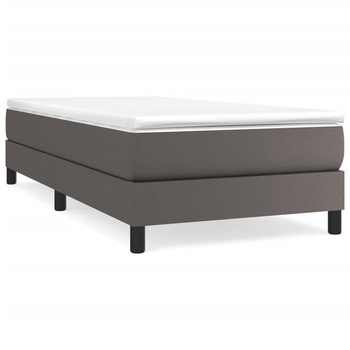3144241 vidaXL Lit à sommier tapissier avec matelas Gris 90x200 cm Similicuir