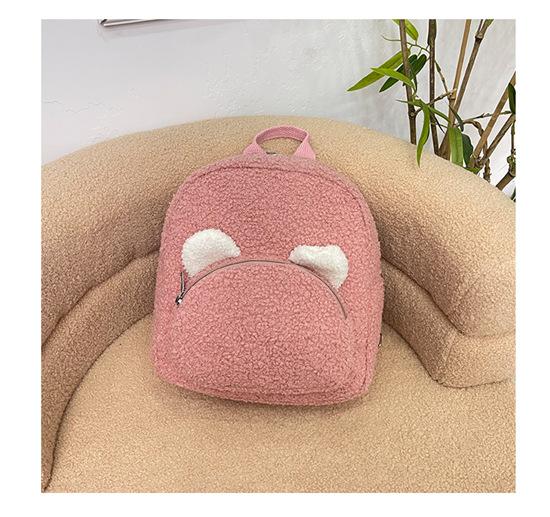 Plush Backpack Women's Bag Autumn and Winter New Cute Bear Ear Backpack Girls Parent-child Bag
