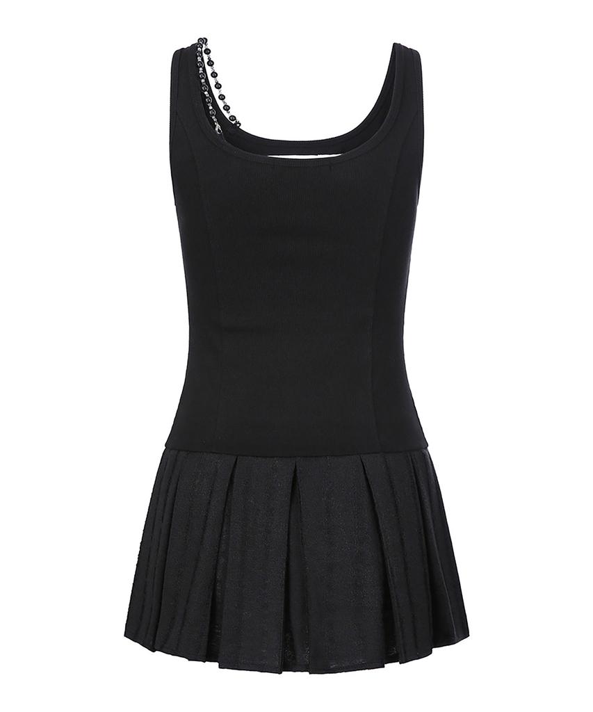 Soea [Limited Edition] Destroy Pleats Beads Dress (Black)