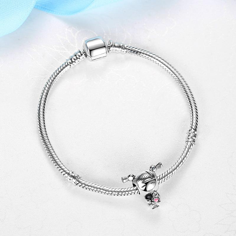 Original 925 Sterling Kupfer Charms Passen Markenarmbändern Opa Oma Junge Mädchen Perlen Liebe Familie Frauen DIY Halsketten Zirkon