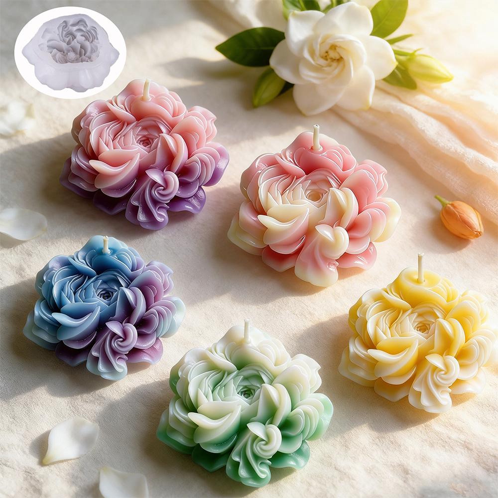 Buttercup Flower Candle Silicone Mold 3D Buttercup Soap Gypsum Craft Clay Mold Chocolate Cake Baking Supplies Valentines Day Gif