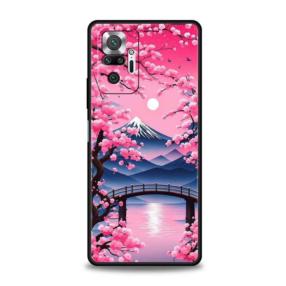 Pink Spring Cherry Blossoms Phone Case For Xiaomi Redmi Note 14 13 5G 10 11 12 Pro Plus 4G 14C 13C 12C 10C Black Cover