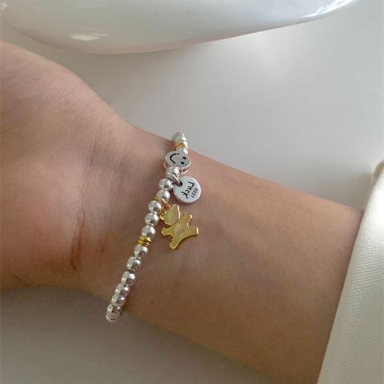 Round Bead Bear & Balloon Dog Bracelet: Women's Hip Hop Wristband
