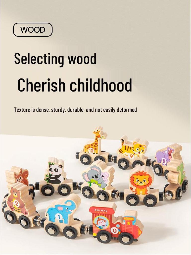 Wooden Magnetic Number Train for Kids - Color Recognition Toy
