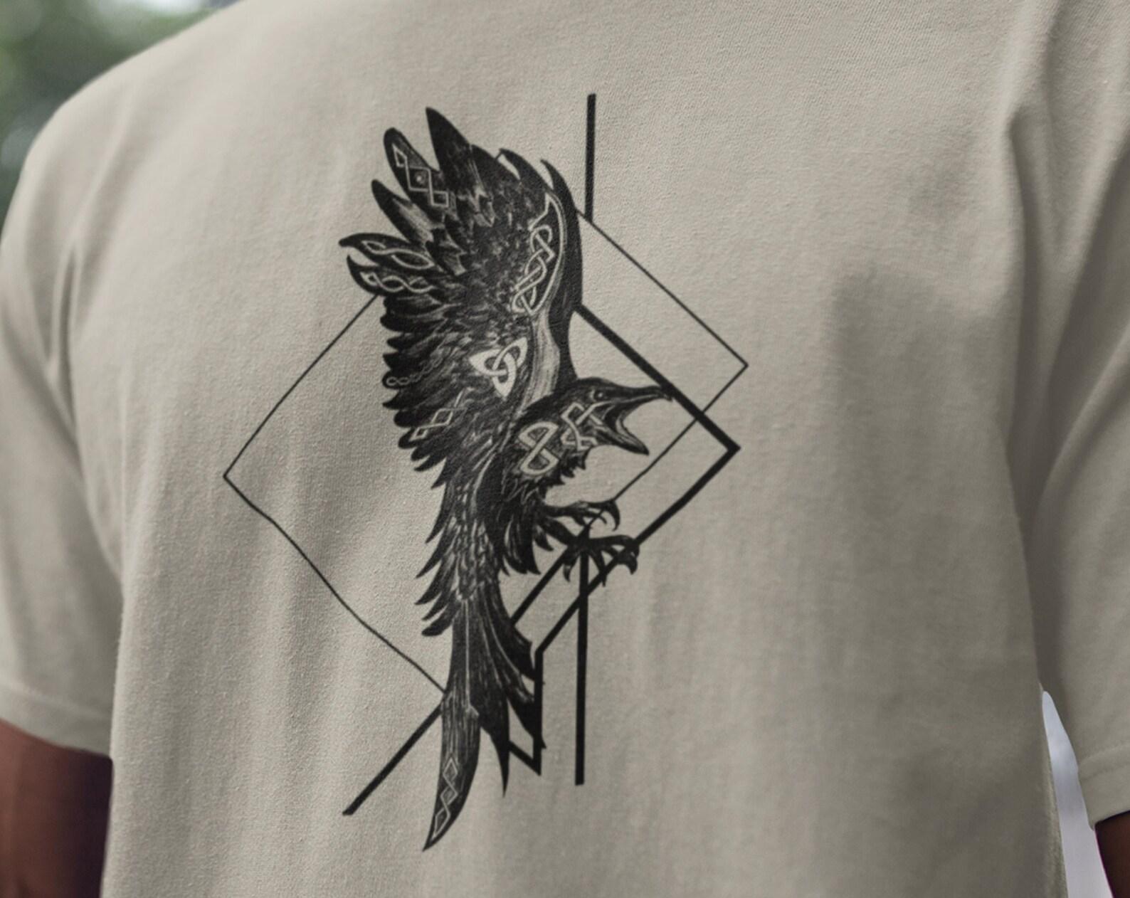Viking Crow Tee, ODIN RAVEN shirt, Unisex Graphic Tee, Valhalla Tee, Scandinavian Mythology Gift, Nordic Raven T-shirt, Pagan Tshirt 2XL