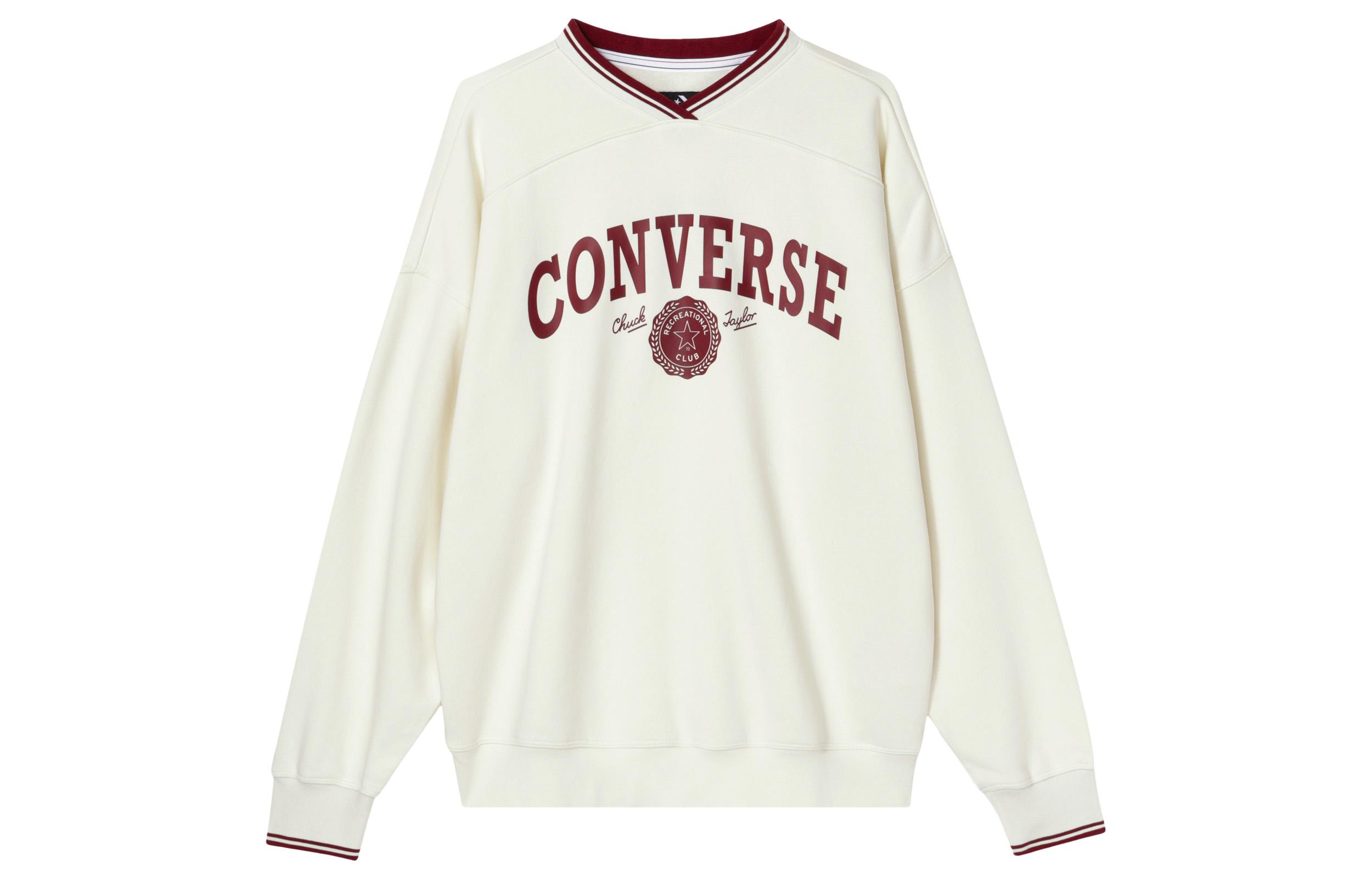 Converse Sweatshirts Women s White V Neck Moderate Other 10026039-A03 XXL