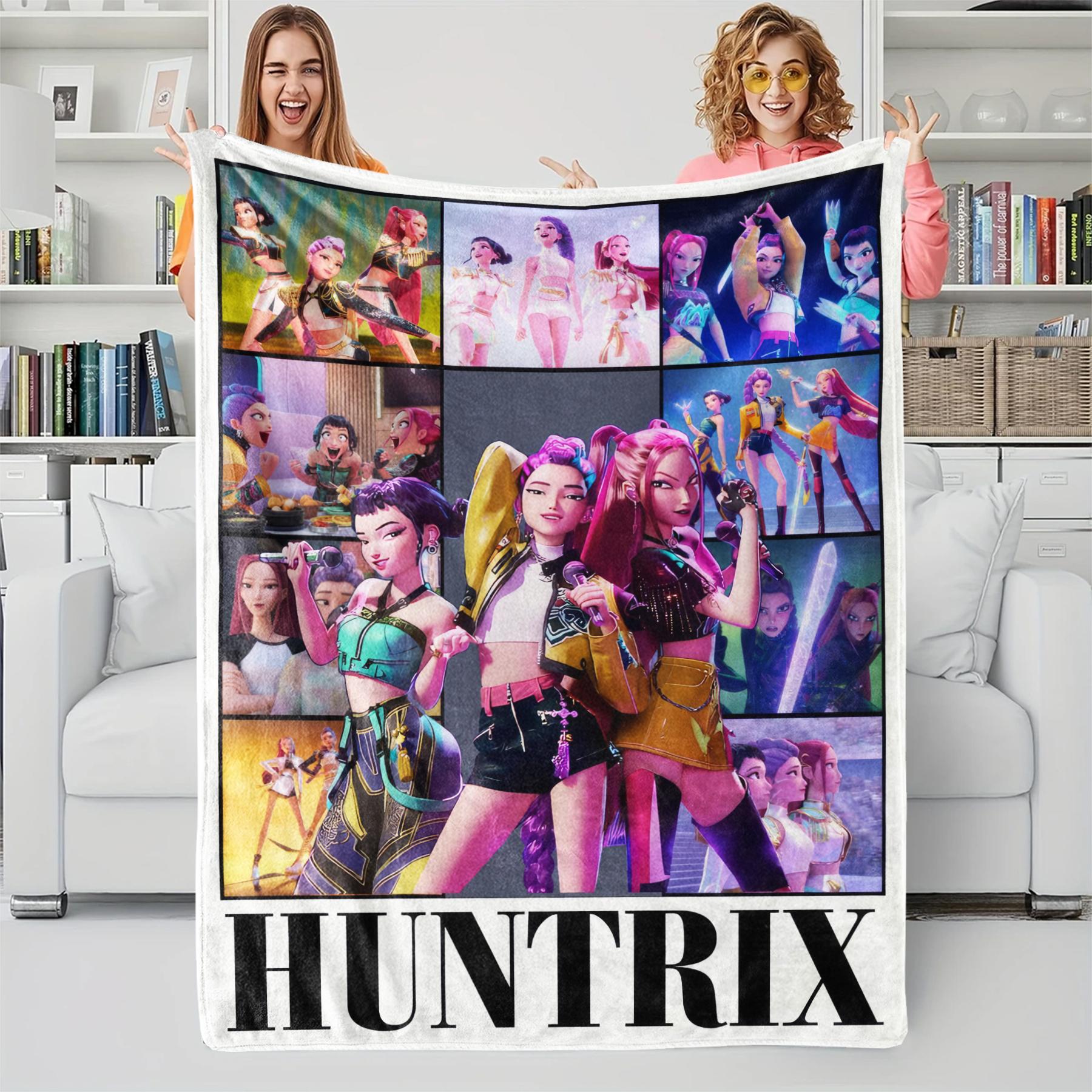 

1pcs Cute Huntrix Cat K Pop Flannel Blanket Cozy Throw For Girls Bedroom Holiday Use 75x100cm (30x40inch)
