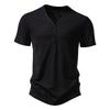 Men's Button V Neck Short Sleeve T Shirts Casual Solid Color Basic T-Shirts