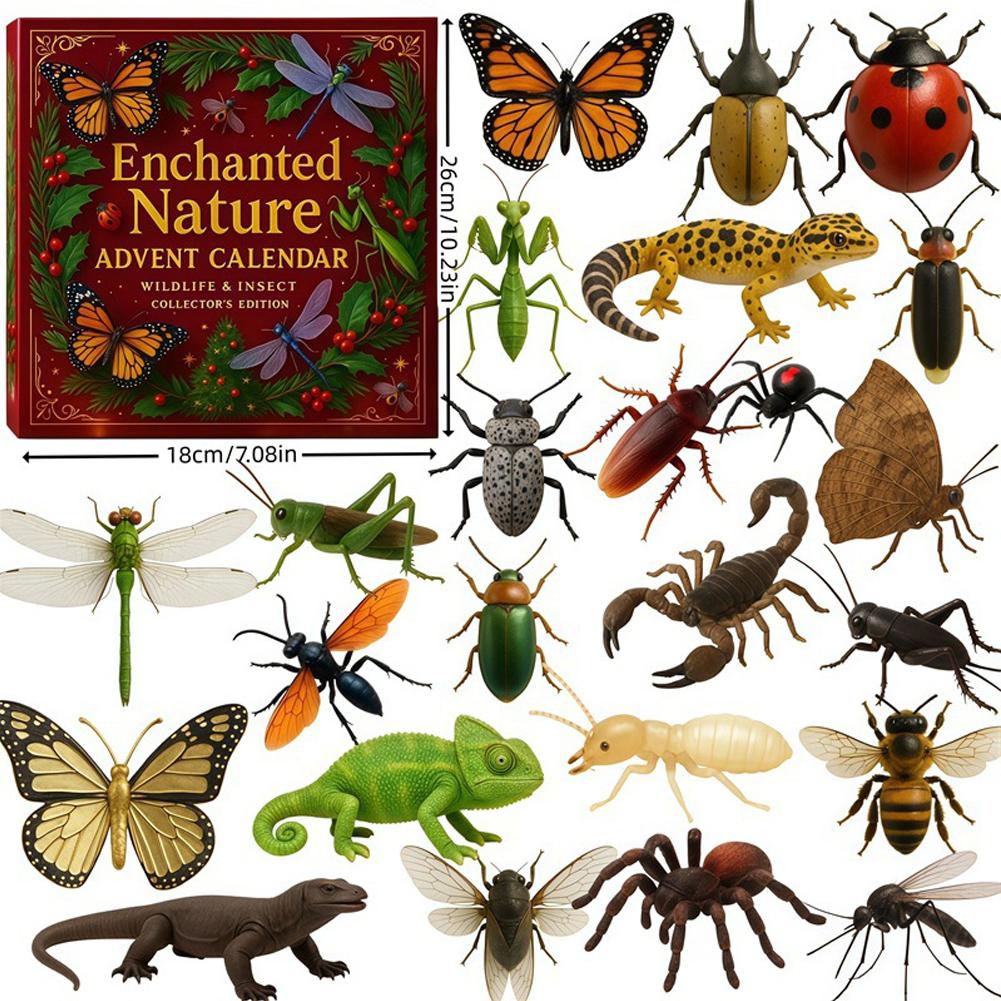 

1pcs 2025 Natures Tricks Advent Calendar 24 Days Insect Theme Natural Science Education Bug Enthusiast Gift Collection Decor 1set красный