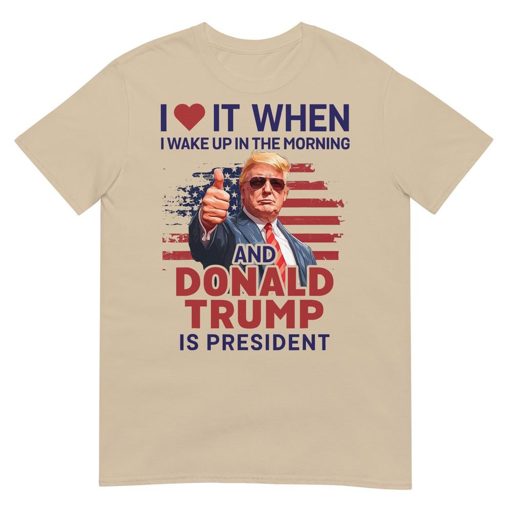 Мне нравится, когда я просыпаюсь, а Трамп — президент. Смешная футболка с Трампом 3XL