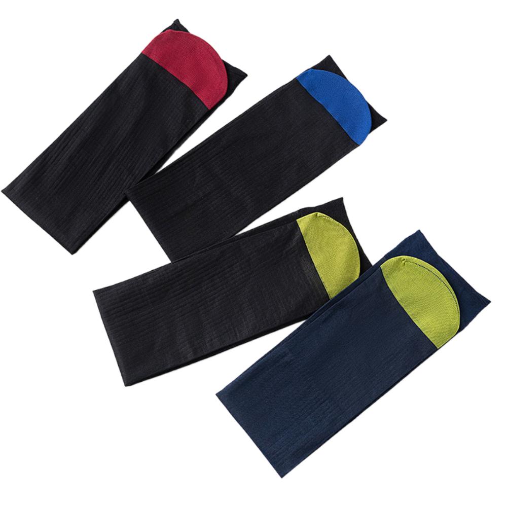 Stripe Men Thin Dress Tube Socks Sheer Patchwork Business Stockings Elastic   Business