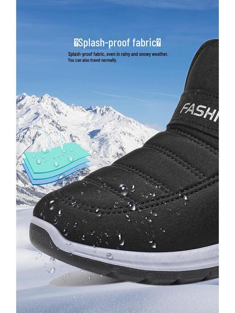 Women's Plus Size Fleece-Lined Cotton Snow Boots - Warm, Thickened, Short Boots for Middle-aged and Elderly Couples