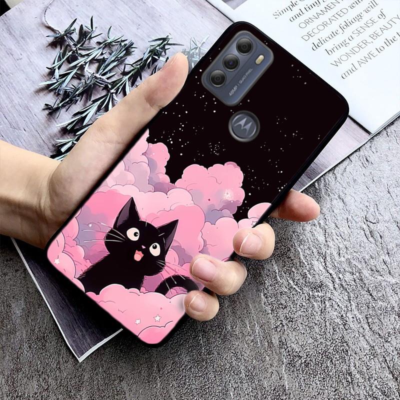 Phone Case For Moto G85 G55 G05 G14 G75 G31 G50 G10 G20 G30 G60 G13 G32 G84 G54 G53 G72 G24 Power Black Cats