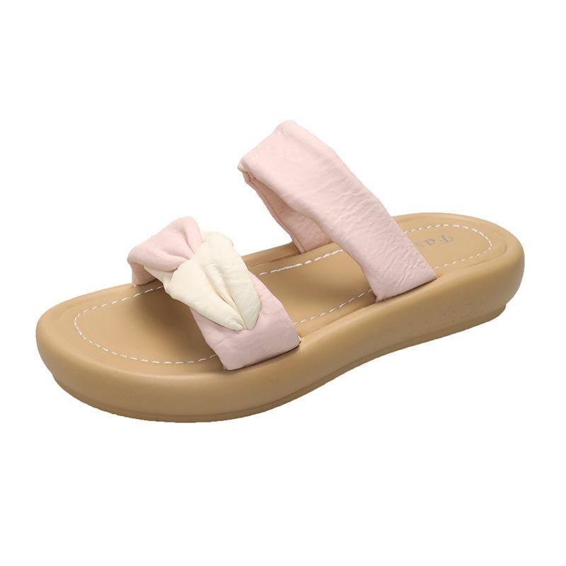New Outer Wear 2025 Summer Cool Slippers Women's Fashion One-word Slippers Beach Sandals Platform Model