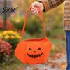Large Capacity Candy Bag Halloween Pumpkin for Kids, Small Trick or Treat Bucket, Party Favor Soft Face Basket with Handle Decoration Holder Kids